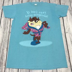Vintage Looney Tunes Taz Teal 1998 It Isn’t Easy Being One Size T Shirt 90’s